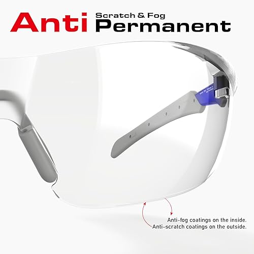 Miniatura 5 de ANSI Z87.1 - Anteojos de seguridad, antivaho y resistentes a los rayos UV, resistentes a los arañazos, para protección ocular en el trabajo,