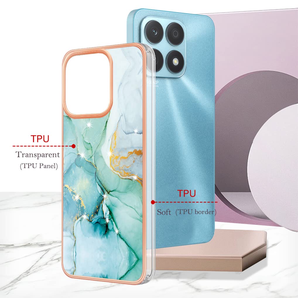 SEAHAI Cover Per Honor X8a In Silicone TPU, Sottile Con Glitter, Design Phnom Penh, Verde, Antiurto