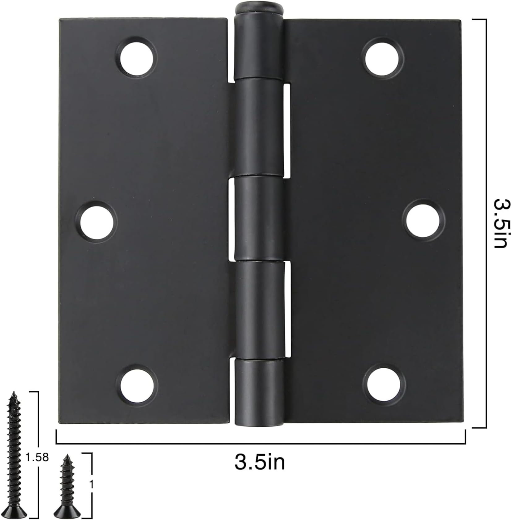 30 Pack Matte Black Door Hinges 3.5 x 3.5 Inch Interior 3 1/2 Inch Door Hinges for Doors Square Radius Corners Flat Iron Hinge 3 ½"x 3 ½" Door Hardware Controls