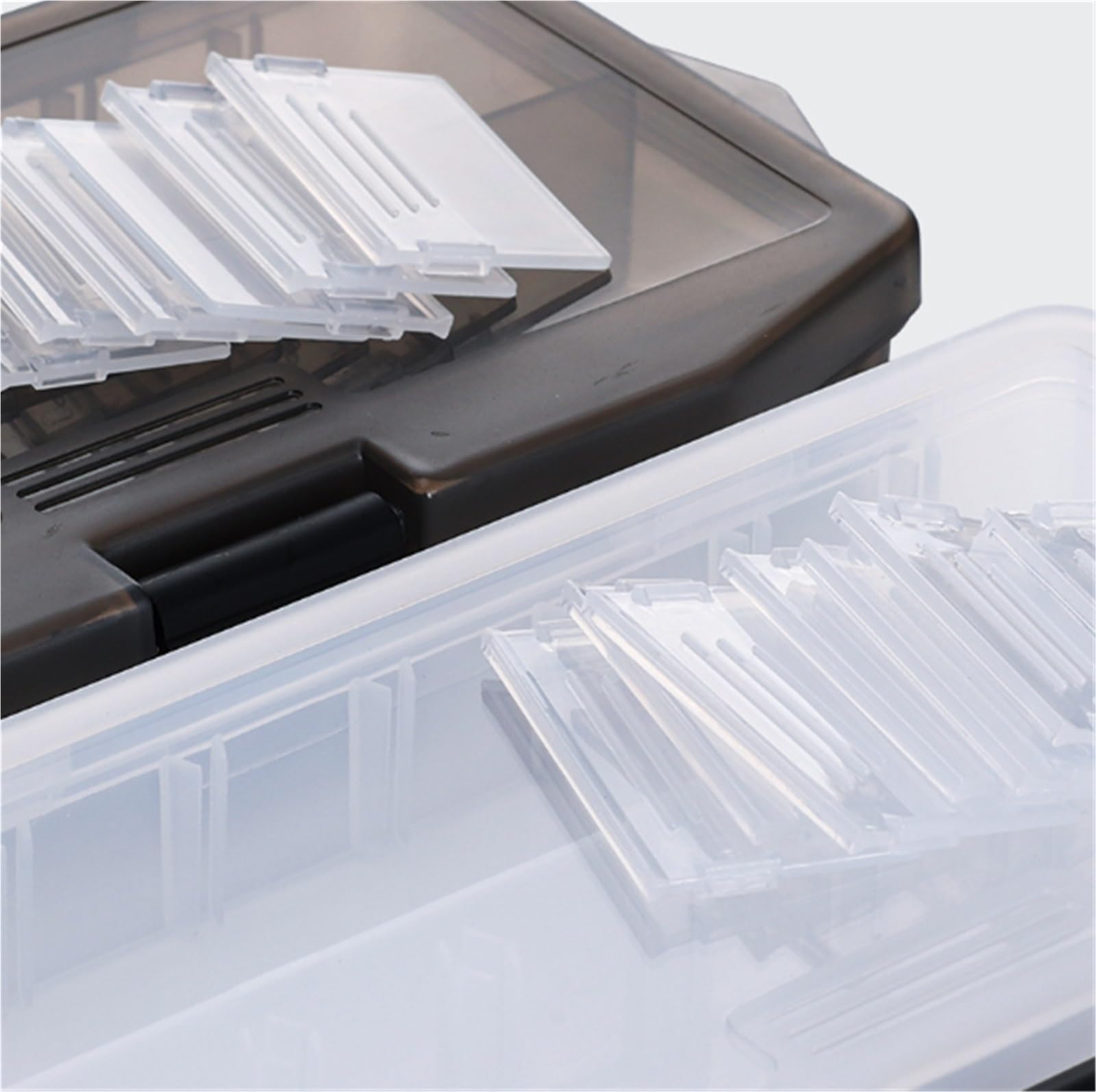 Caja De Pesca Resistente Caja De Aparejos, Caja Organizadora De Pesca, Bandeja De Aparejos, Caja De Almacenamiento De Plástico Transparente Con Divisores Caja De Pesca Almacenar(Black)