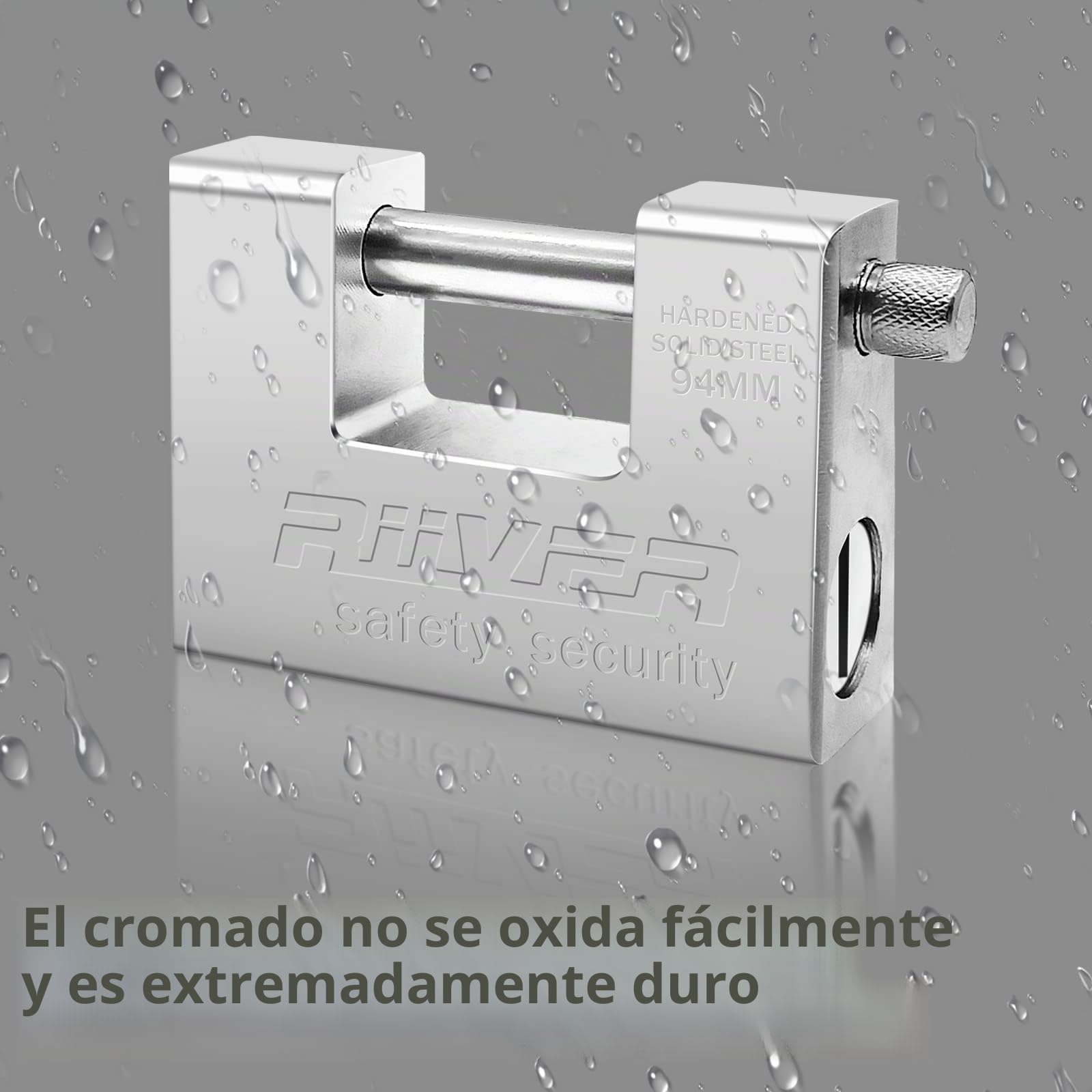 Candado Seguridad Resistente 1 kg con 4 Llaves, Candado Rectangular Acero Endurecido Monobloque, Candado de Seguridad para Contenedor Cadena Cobertizos Puertas Portones Almacenes (94mm)