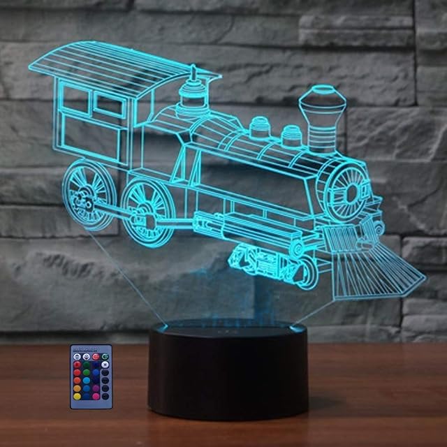 3D Train Night Light Lamp 7/16 Color Change LED Lamp USB Powered Remote Control Decor Table Gift Kids Toys Decorations Christmas Valentines Gift Birthday Gift