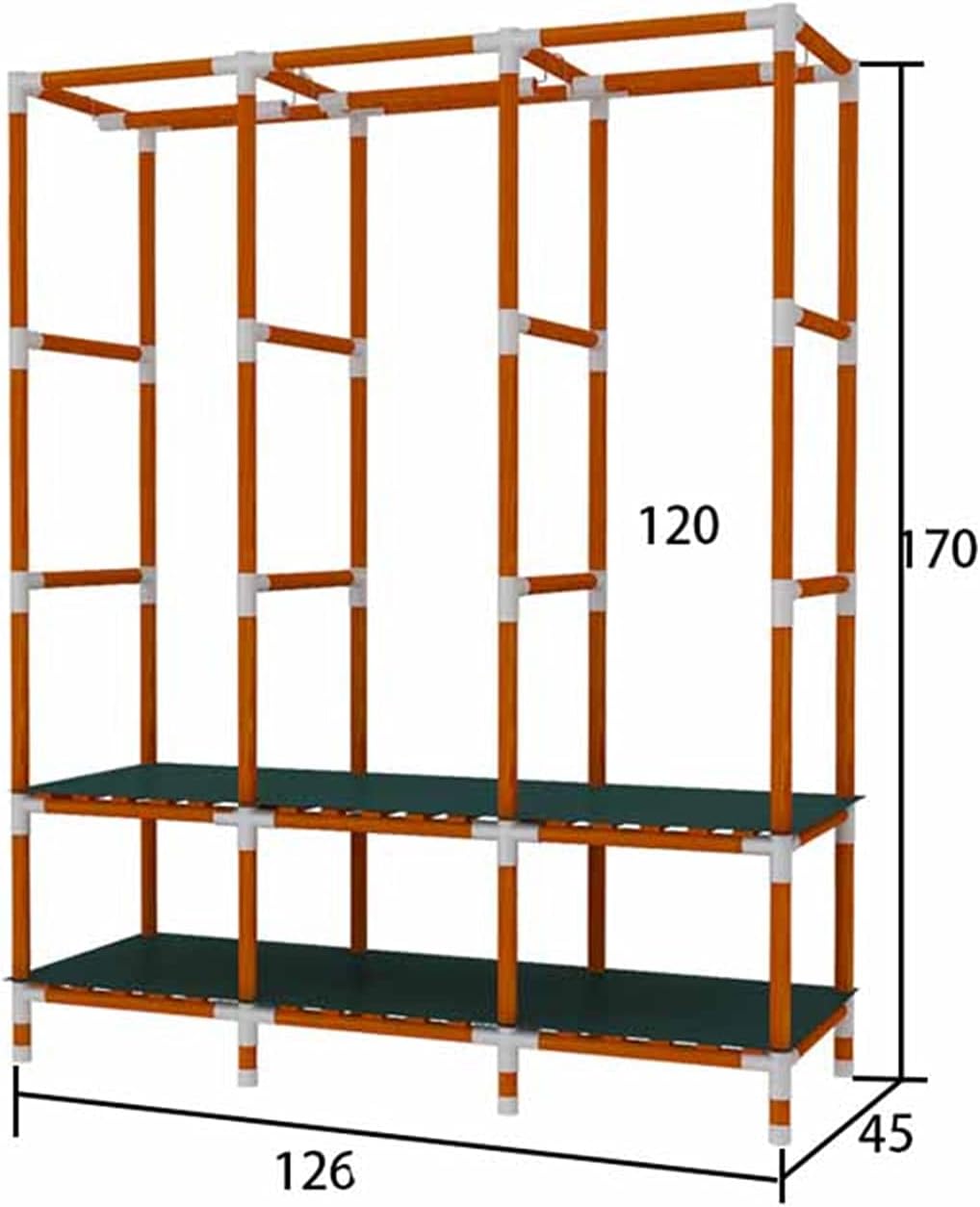 Simple Wardrobe,Assembly Double Layer Closet Storage Shelves Portable Fabric Cupboard with Waterproof Partition(Size:170 * 65 * 45CM) (170 * 126 * 45CM)