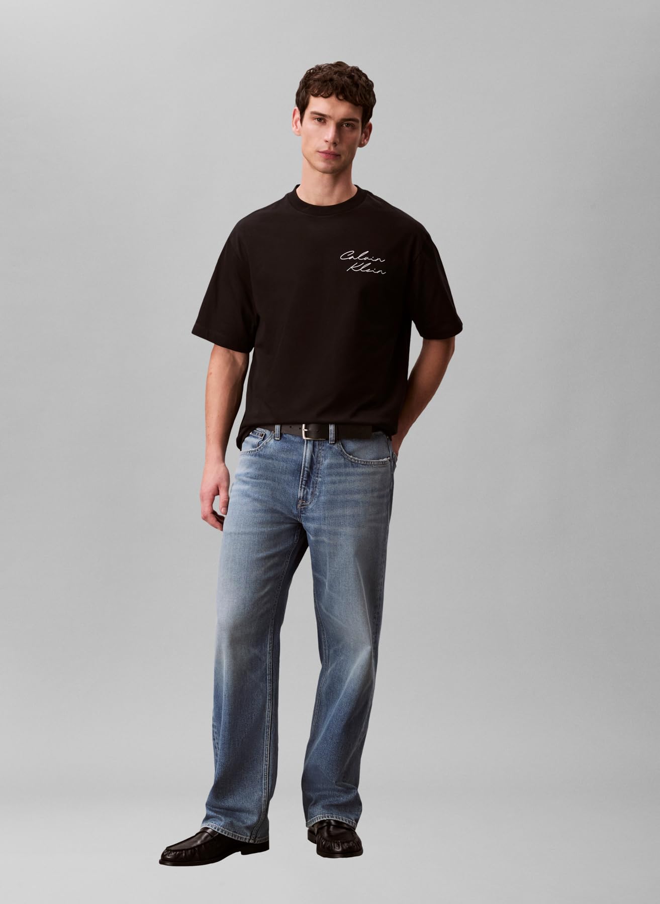 T-shirt da uomo a maniche corte in cotone con logo rotondo vestibilità regolare LV04RE828G-UB1