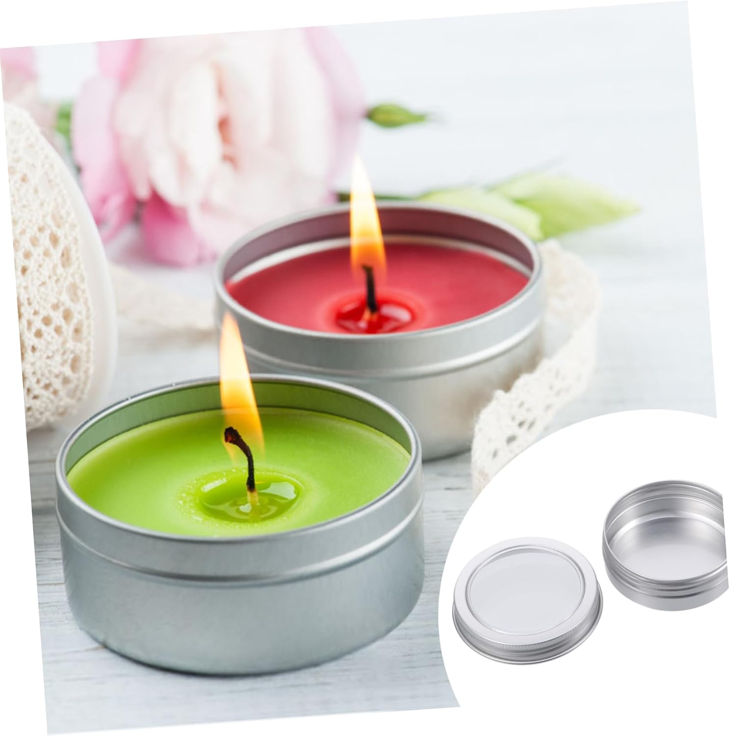 12pcs Empty Tin Cans Round Aluminum Storage Boxes Lids Candy Boxes for Candles
