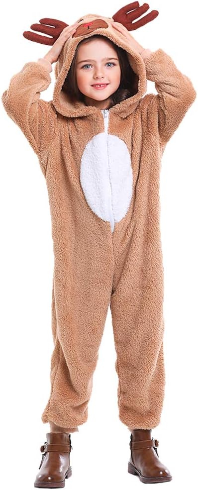 Soyoekbt Kids Reindeer Costume for Christmas Boy Girl Animal Onesies Pajamas for Xmas - Image 2