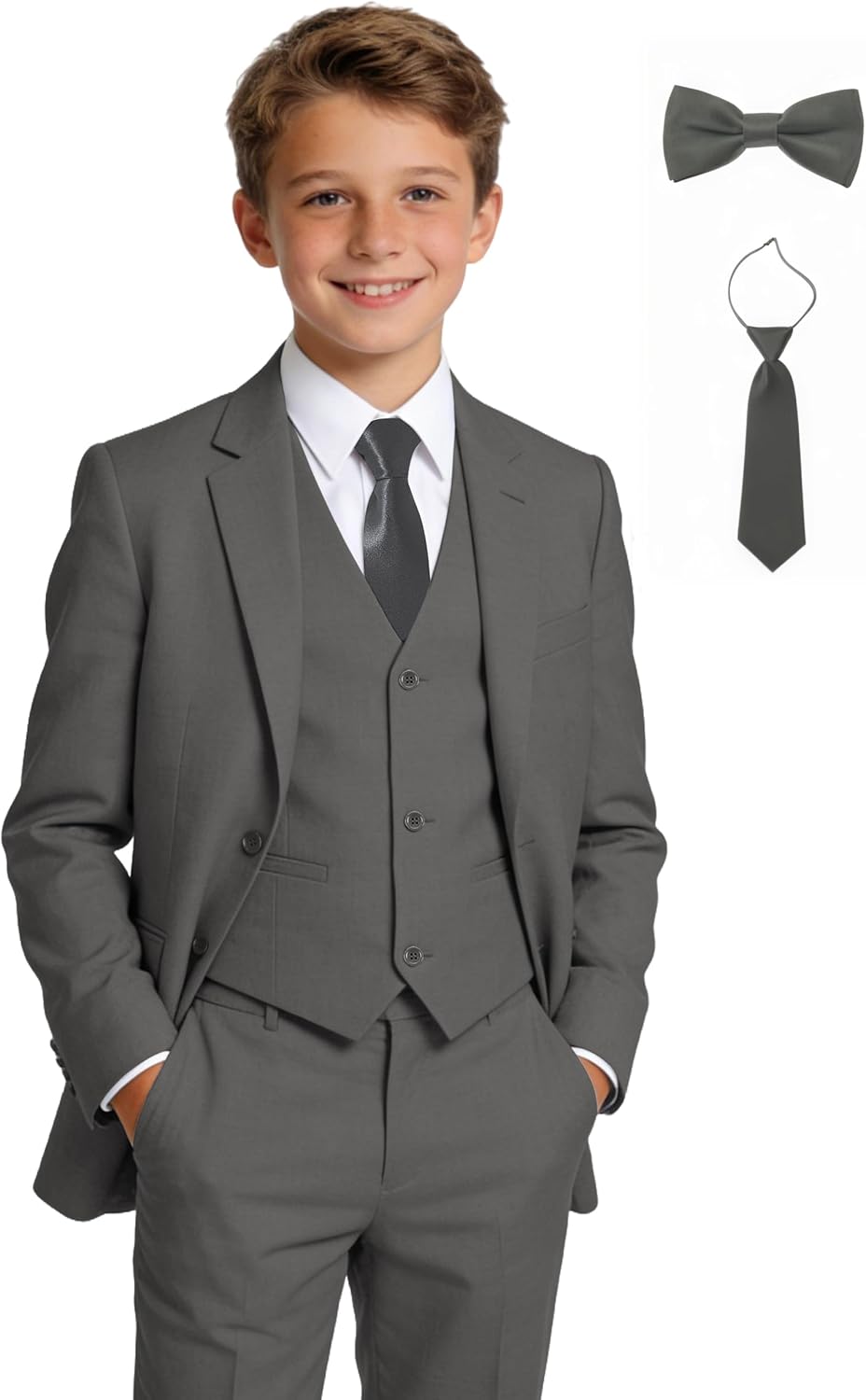 Boys Suits Wedding Ring Bearer Outfits Kids Dress Clothes with Bowtie,Tie