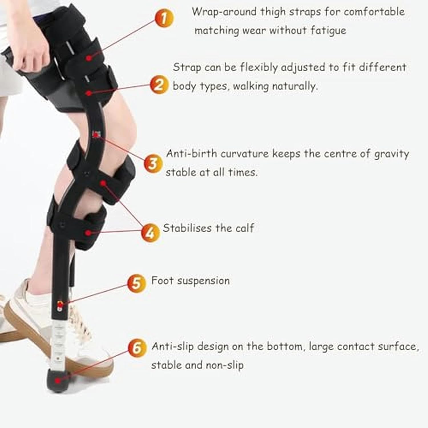 Holds 660 lbs Non Weight Bearing Hands Free Knee Crutch, Ankle Sprain Portable Lower Leg Fracture Walking Single Foot Walker