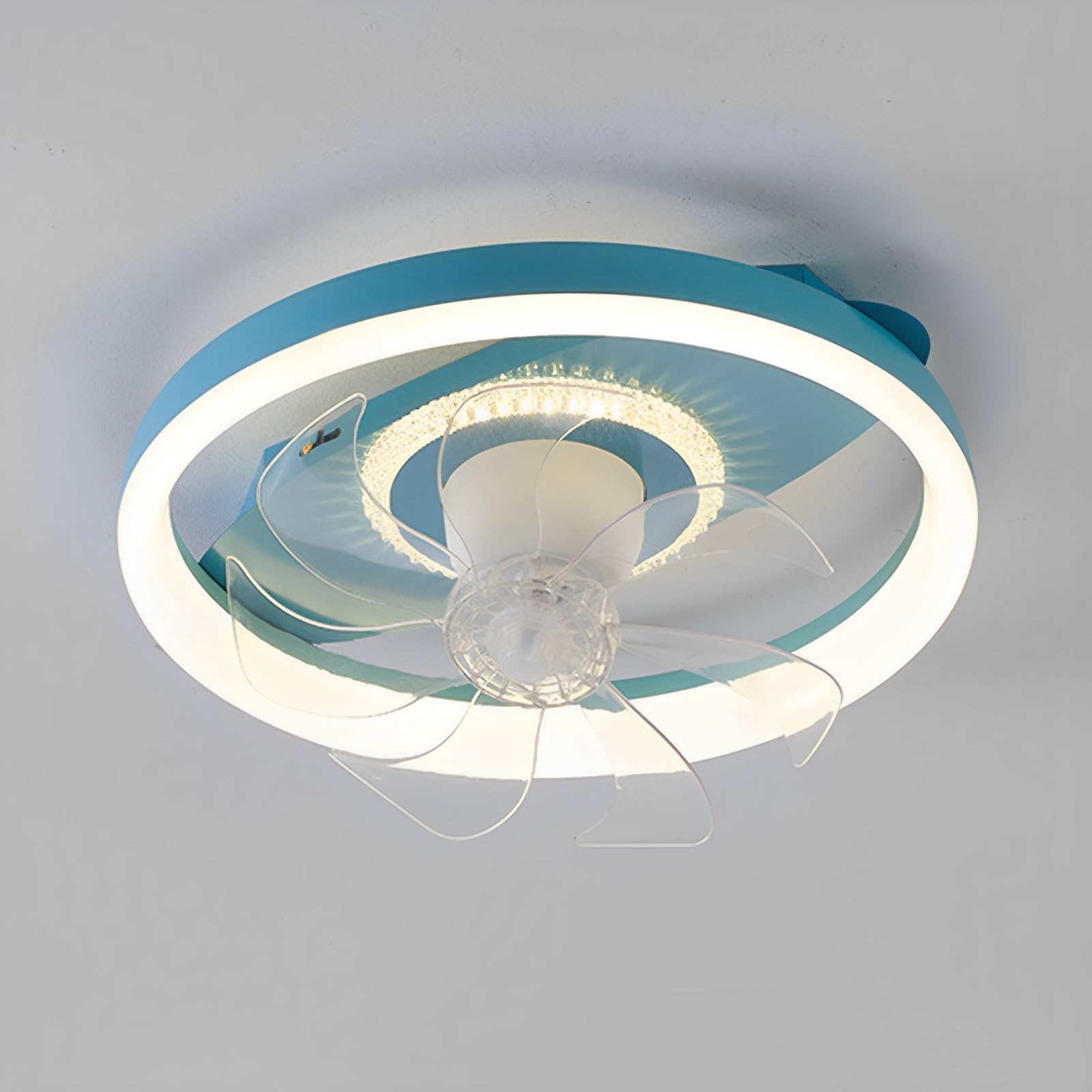 SXDMOUBK Kids Mute Ceiling Fans with Lights Remote Dimmable LED Light 6 Speeds Timing Fan Bedroom Dining Room Lighting