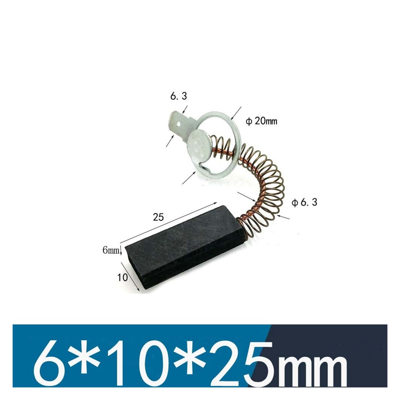 10 sztuk 6 x 10 x 25 mm sprężynowe szczotki węglowe do silnika prądu stałego A121