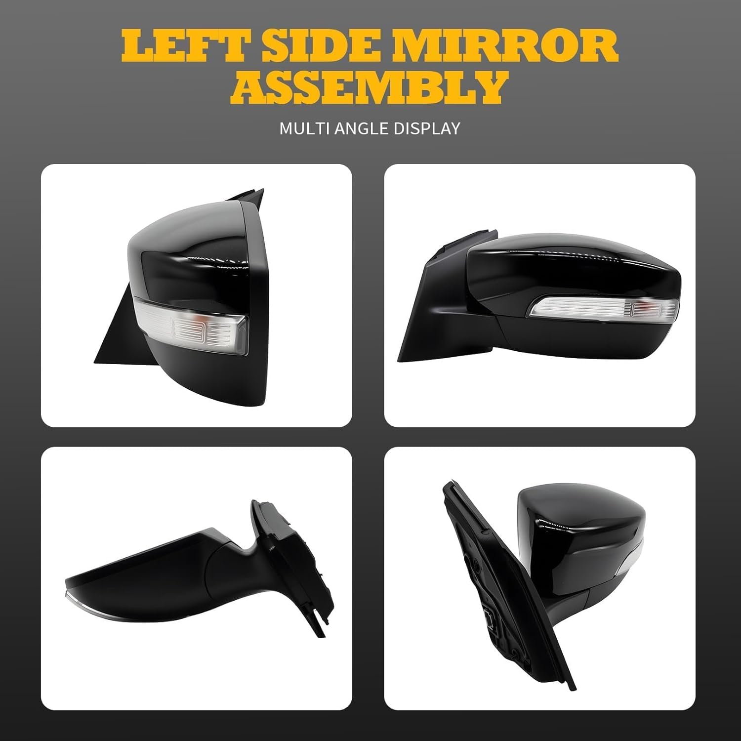 Left Side Mirror Assembly Compatible with 2012-2014 Focus Driver Side Door Mirror w/BSM & Turn Signal & Manual Folding and Power Glass FO1320463 CM5Z17683A Gloss Black (Left 5Pins)