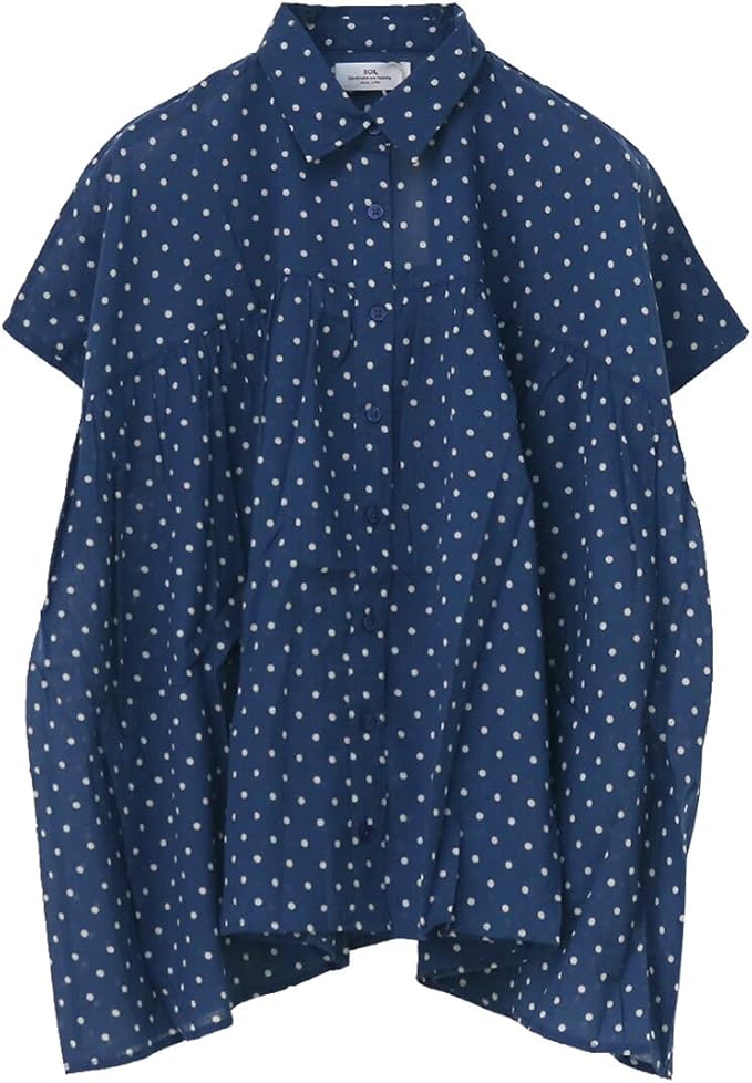 Amazon ソイル Soil コットンボイルドットプリントギャザーシャツ Nsl 21春夏 水玉 ブラウス シアー レディース 1 390m ネイビードット シャツ ブラウス 通販