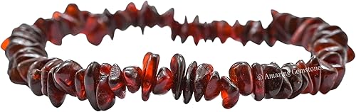 Miniatura 1 de Unpolished Amber Bracelet for Women Men's Gifts - Protection Healing Crystal Chips Bracelet - Gemstone Amber Beads Adjustable Bracelet Pulseras Para