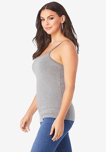 Miniatura 3 de Roamans Camiseta de tirantes elásticos para mujer de talla grande con tirantes ajustables camiseta sin mangas con brasier integrado