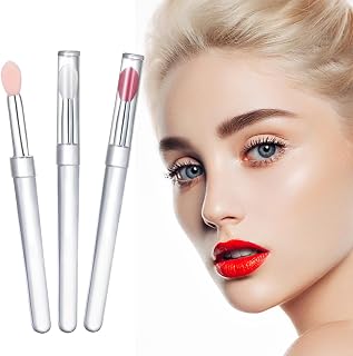 ELESDA Reusable Silicone Lip Brushes, 3PCS Retractable Applicators for Lip Gloss, Balm, Mask, Scrub, Lipstick & Eyeshadow - Washable & Portable