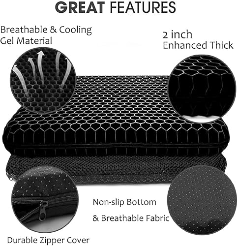 Miniatura 29 de Cojín de gel para sentarse durante mucho tiempo, cojín de gel extra grueso para silla de ruedas, cojines suaves para sillas de oficina, hogar