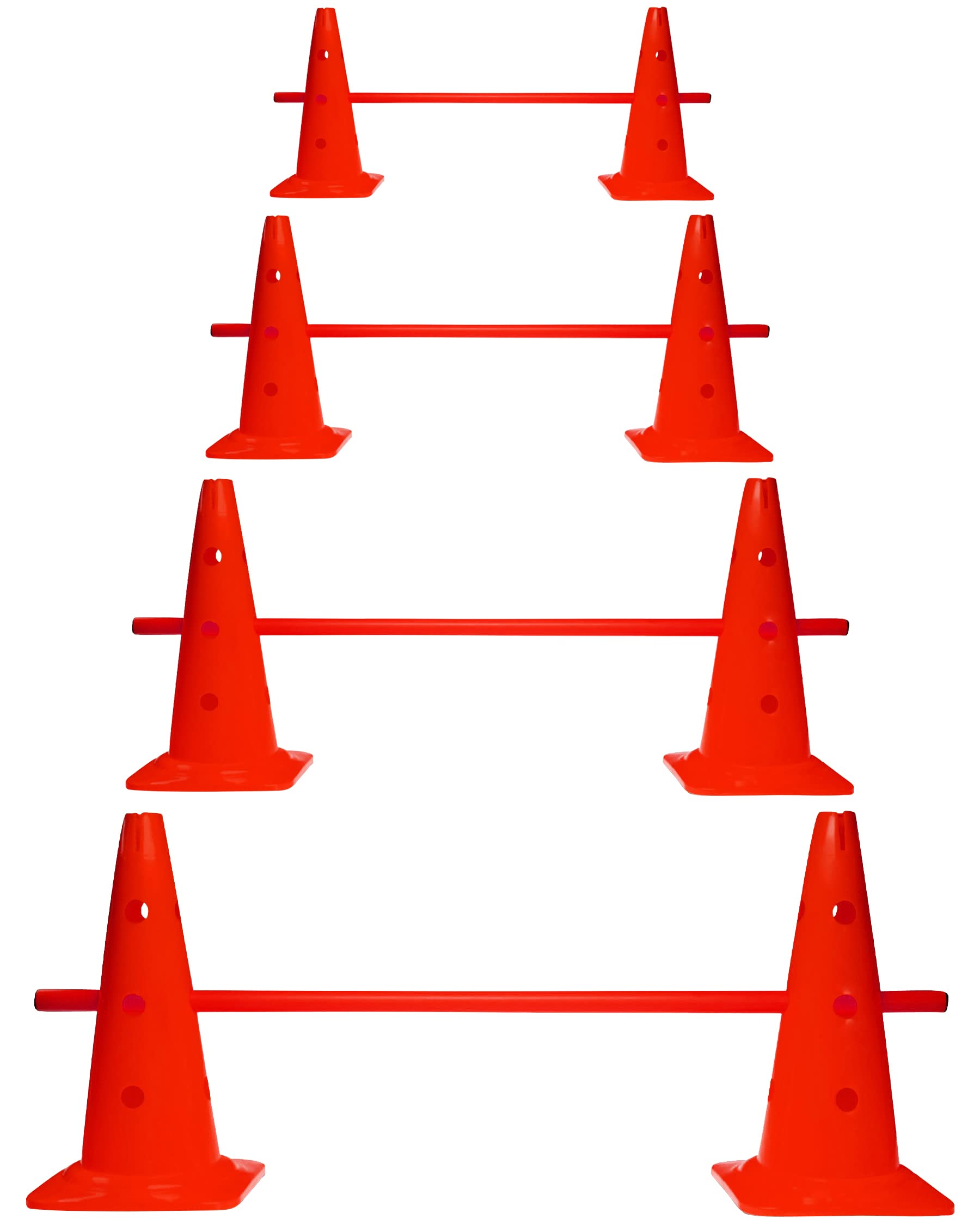 Kombi Kegel 40 – 4 im Set – für den Aufbau von Hürden- oder Slalom-Parcours für Agility-Training – Sprung & Slalom für Hund, Sport, Pferd & Kind
