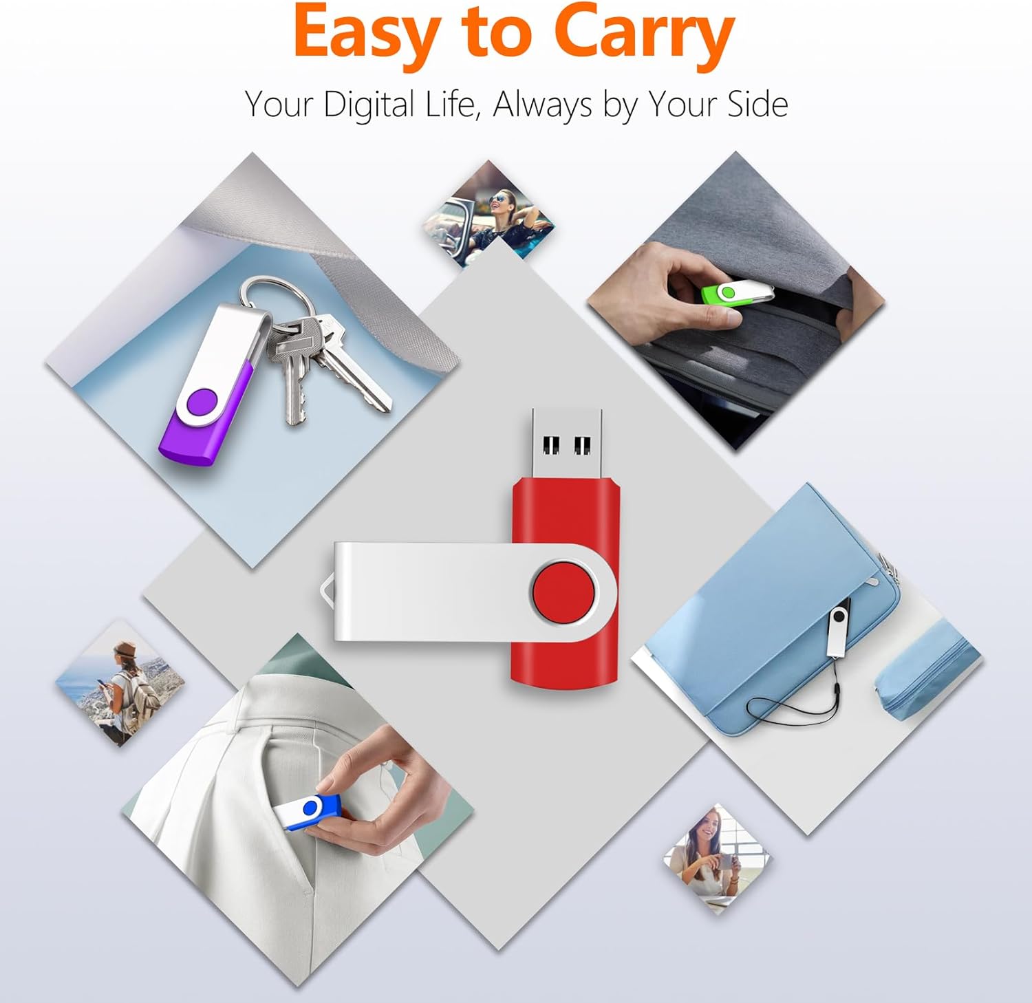 AreTop Bulk Flash Drives 128MB 20 Pack, Bulk USB 2.0 Flash Drives Thumb Drive Swivel Memory Stick Jump Drive Pen Drive with Lanyard (Mixed Colors 20pcs)