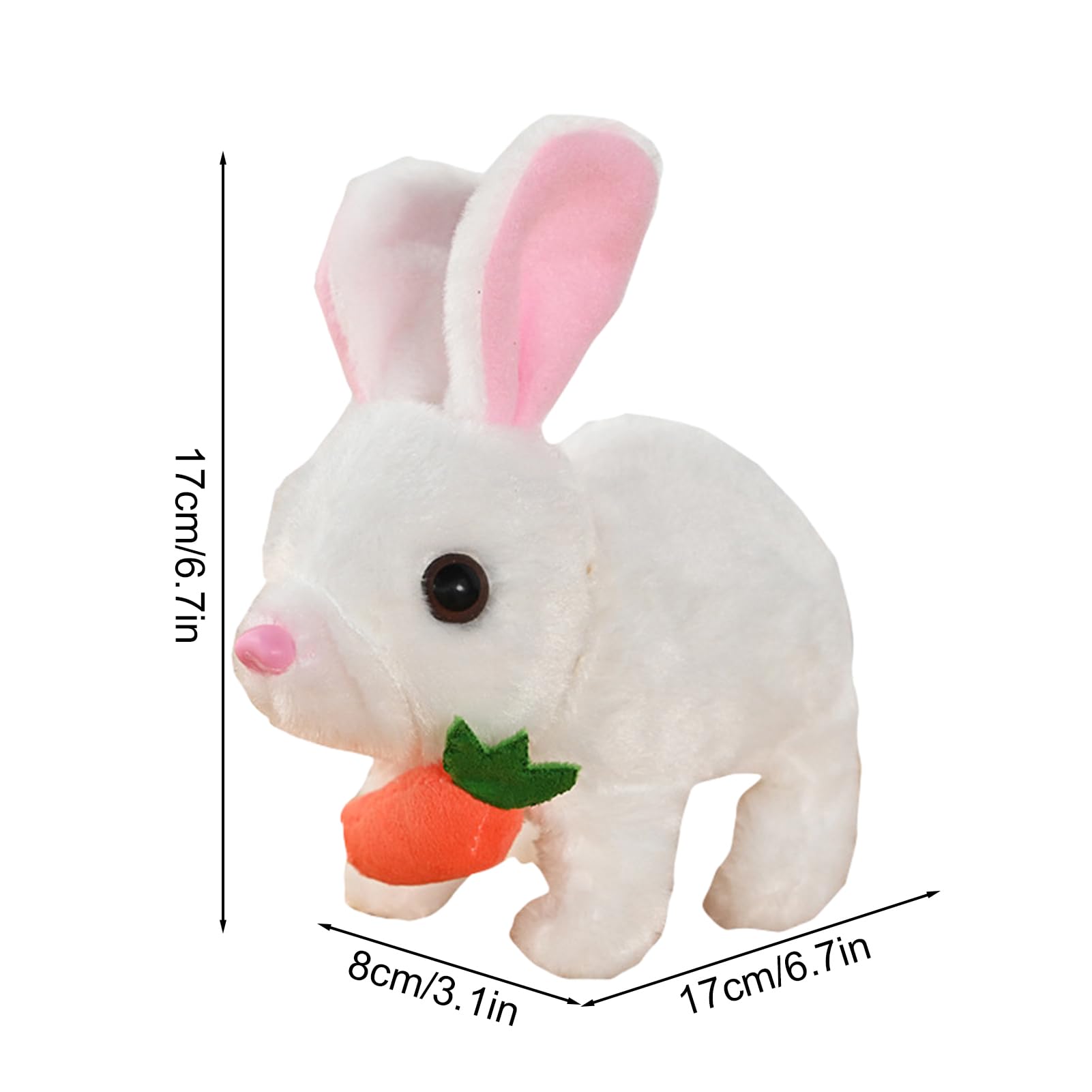 TROONZ Lapin électrique Sauteur – Peluche Interactive Avec Carotte, Mâche, Saute Et Fait Des Sons – Piles AA, Cadeau Pâques
