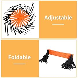 YISSVIC Agility Ladder and Cones 20 Feet 12 Adjustable Rungs Fitness Speed Training Equipment,1 Carry Bags, 10 Cones, 4 Stakes, Basketball, Soccer (20 feet Orange)