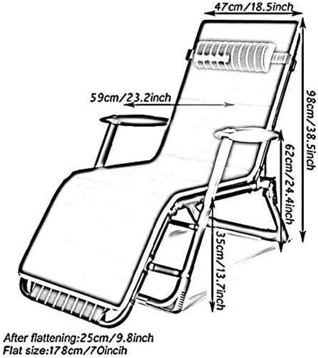 Renovation House Folding Oversized Zero Chair XL Lounge Patio Chairs Outdoor Yard Beach Sunshine Beach Fishing Lawn Lounge Camp Lounge Chairs Nap Lazy Couch Chair (Color : A)