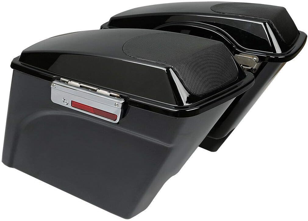 TCMT 5" Extended Saddlebags W/ 5"x7" Speaker Lids for Harley Touring Models CVO Road Glide Road King Street Glide Electra Glide Ultra Classic 1994-2013 (5" Extended Saddlebags)