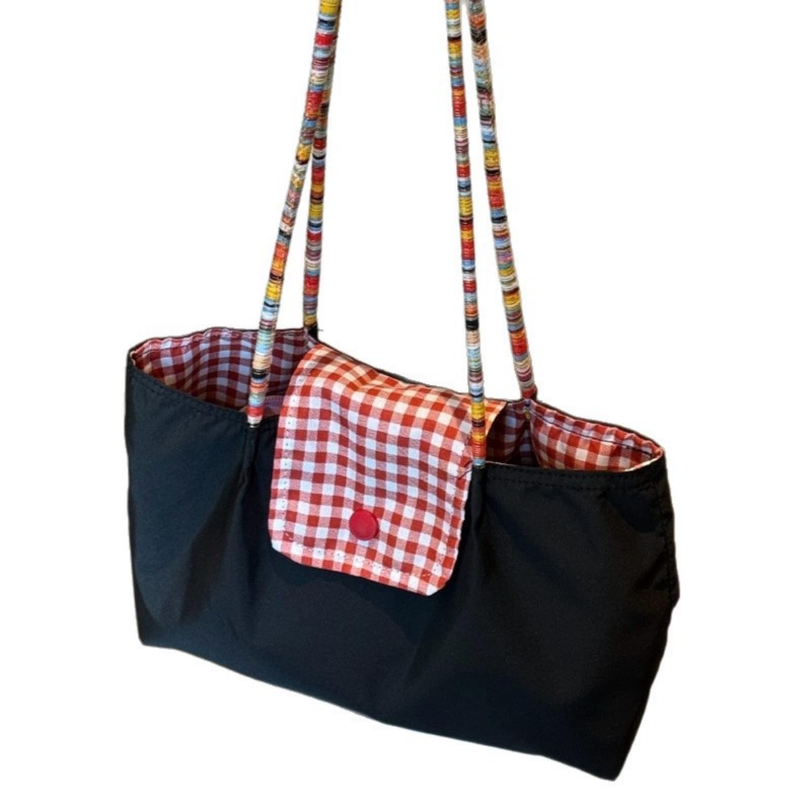 Bolso cruzado de hombro negro de gran capacidad y diseño versátil para diario