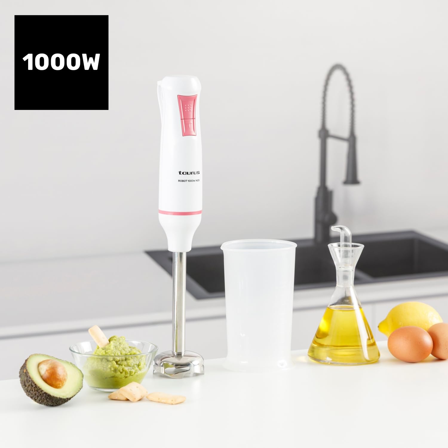 Taurus - Frullatore a immersione, 1000W, Turbo, lame inox, anti-schizzo