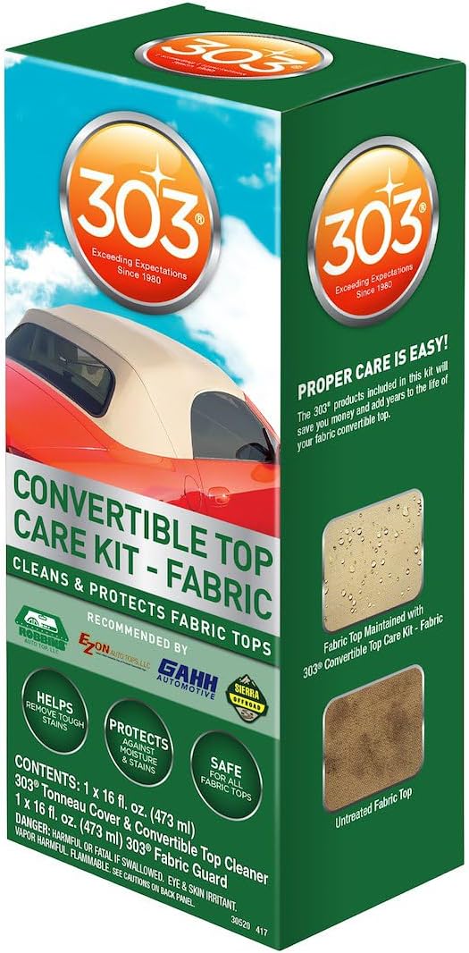 (30520) Convertible Top Cleaning and Care Kit with Cleaner and Fabric Guard Helps Maintain Water Repellency, Protects Fabric Convertible Tops and Tonneau Covers, 32 fl oz