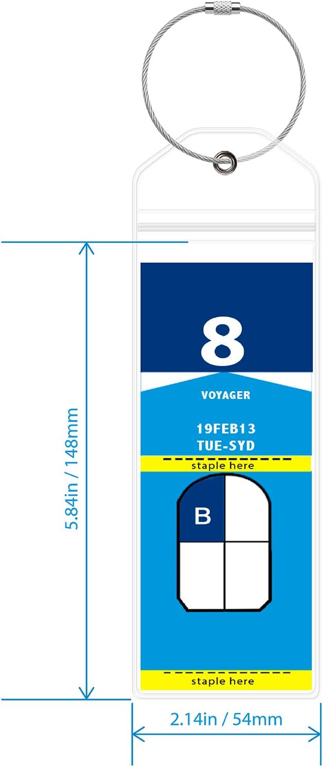 GreatShield 4 Pack Cruise Luggage Tag Holder with Zip Seal & Steel Loops, Weather Resistant PVC Pouch for Royal Caribbean and Celebrity Cruise Line