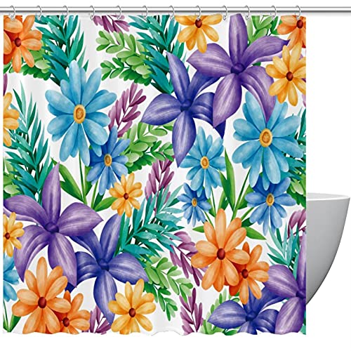 Rideau de douche bleu violet anti-éclaboussures avec crochets inclus