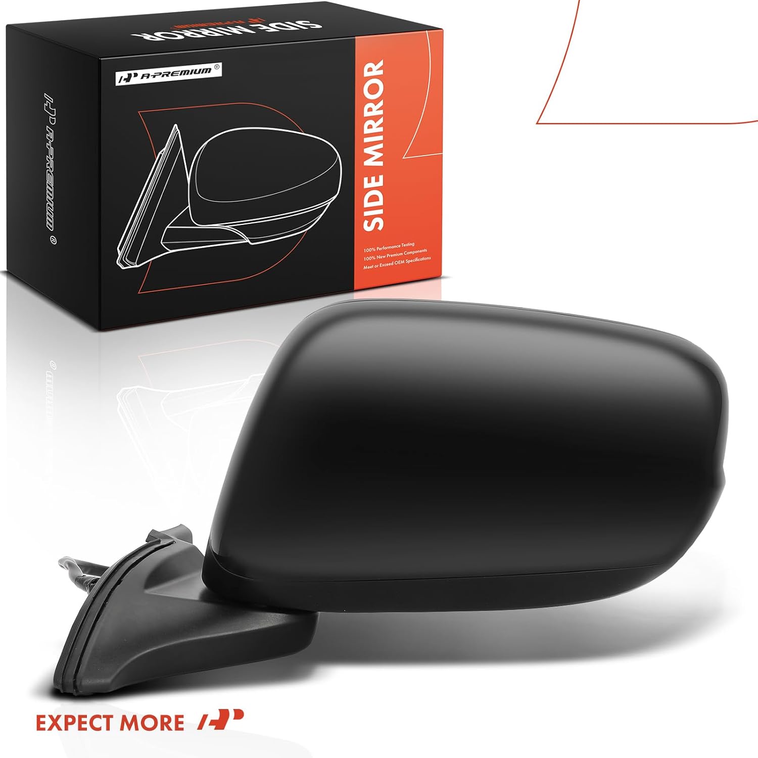 A-Premium Driver Side Power Door Mirror - Compatible with Honda Fit 2009-2014 - Non-Heated, Manual Folding Black Outside Rear View Mirror with Power Glass Adjust - Replace# 76258-TK6-305
