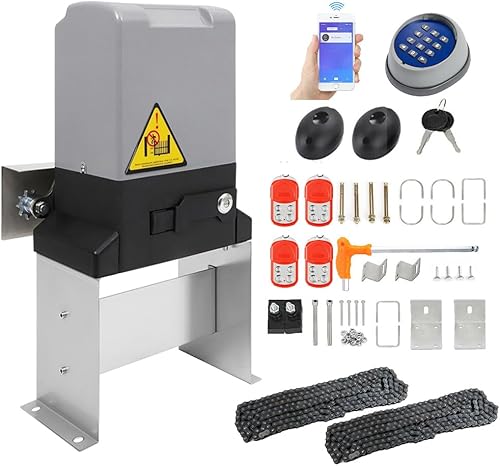 Abridor automático de puerta corredera de 2700 libras y 550 W, control por aplicación con 4 controles remotos, kit remoto automático de motor con