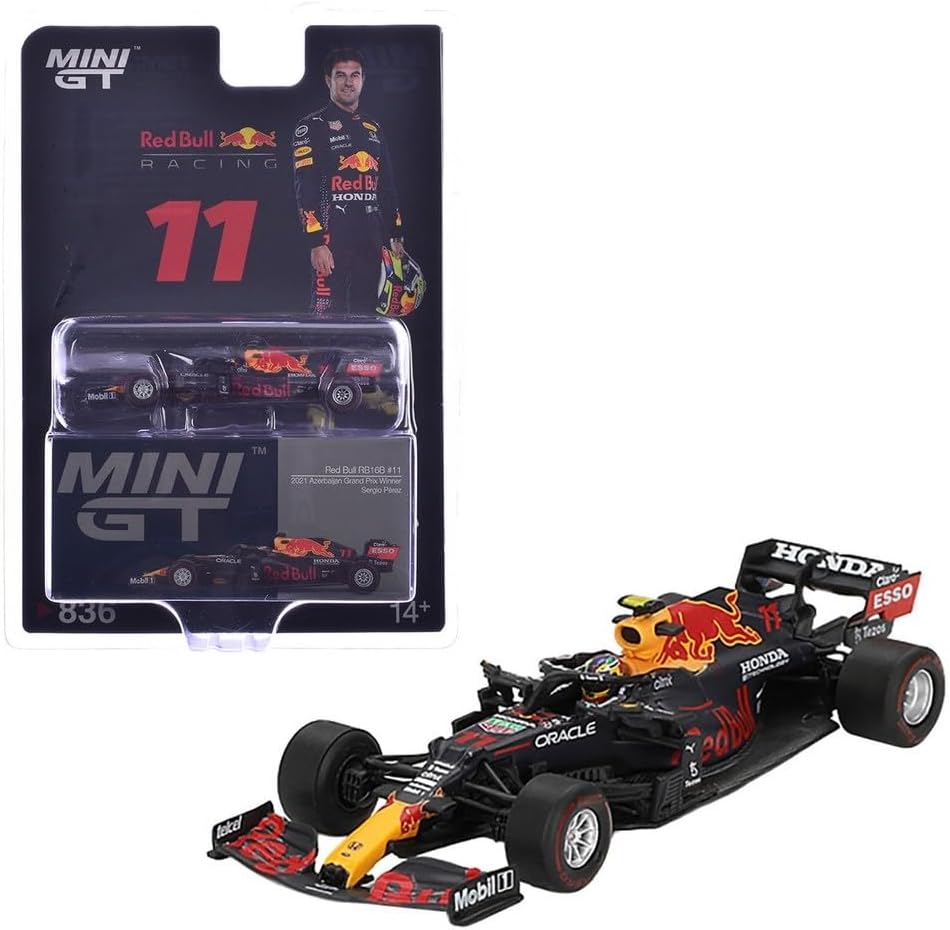 Diecast Model Car Compatible with Mini GT 1:64 Red Bull RB16B #11 Sergio Pérez 2021 Azerbaijan Grand Prix Winner Limited Edition MGT00836