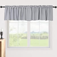 Vista 10 de Pickluc Cortinas opacas con cenefa de 18 pulgadas de largo, cortinas cortas con bolsillo para barra para ventana de cocina, baño, sala de estar
