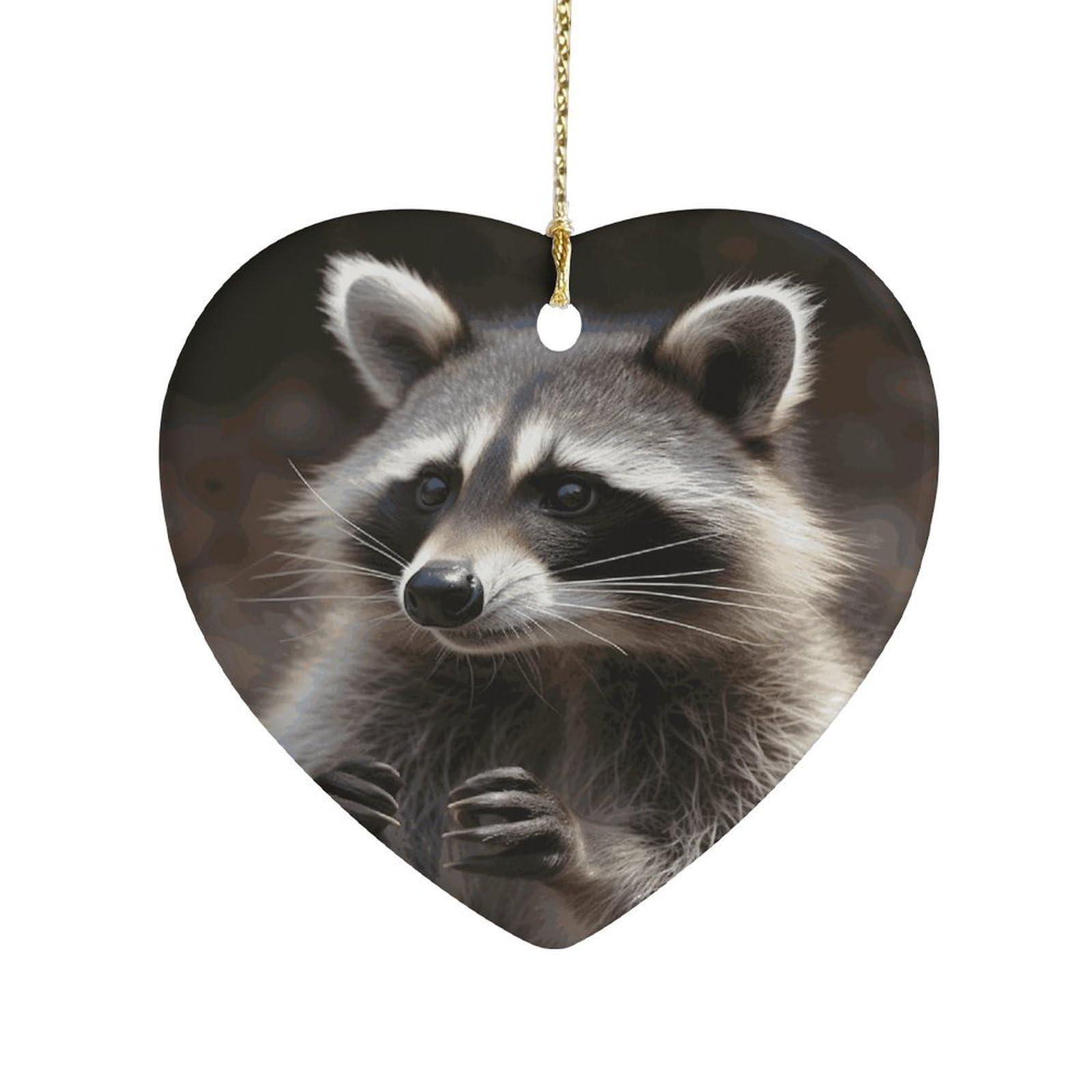 Khauerbc Style Raccoonceramic Ornament,Heart-Shaped.christmas Tree Hanging Decoration-Holiday Home Decorations. Art Ornament,Friendship Keepsake - Gift Ideas, For Besties, Coworkers, Family.