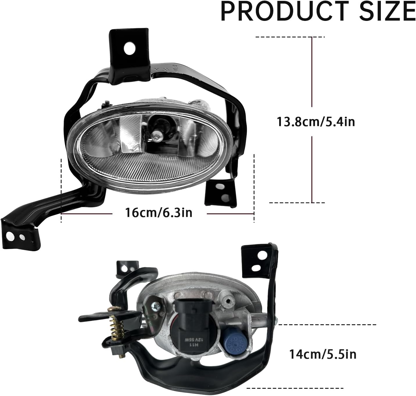 2Pcs Fog Lights Assembly Compatible With 2010-2011 Honda CRV - Front Bumper With H11 12V 55W Halogen Bulbs, Switch, Wiring - Clear Lens 1 Pair