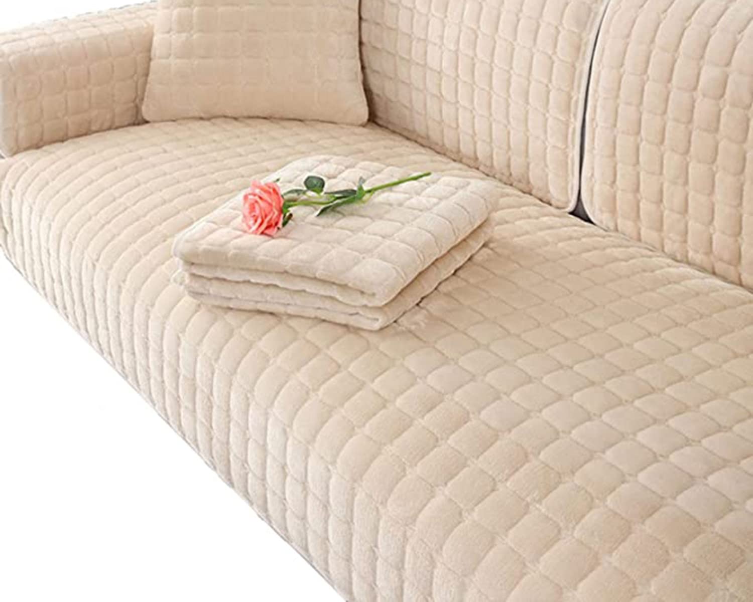 Sofa Slipcover Corner 3/2/1/4 Seater Sofa Cover L Shape Couch Cover Velvet Thick Sofa Protector Anti-Slip Reversible Quilted Corner Slipcovers Washable for Sectional Couch ( Color : #16 , Size : 90x16