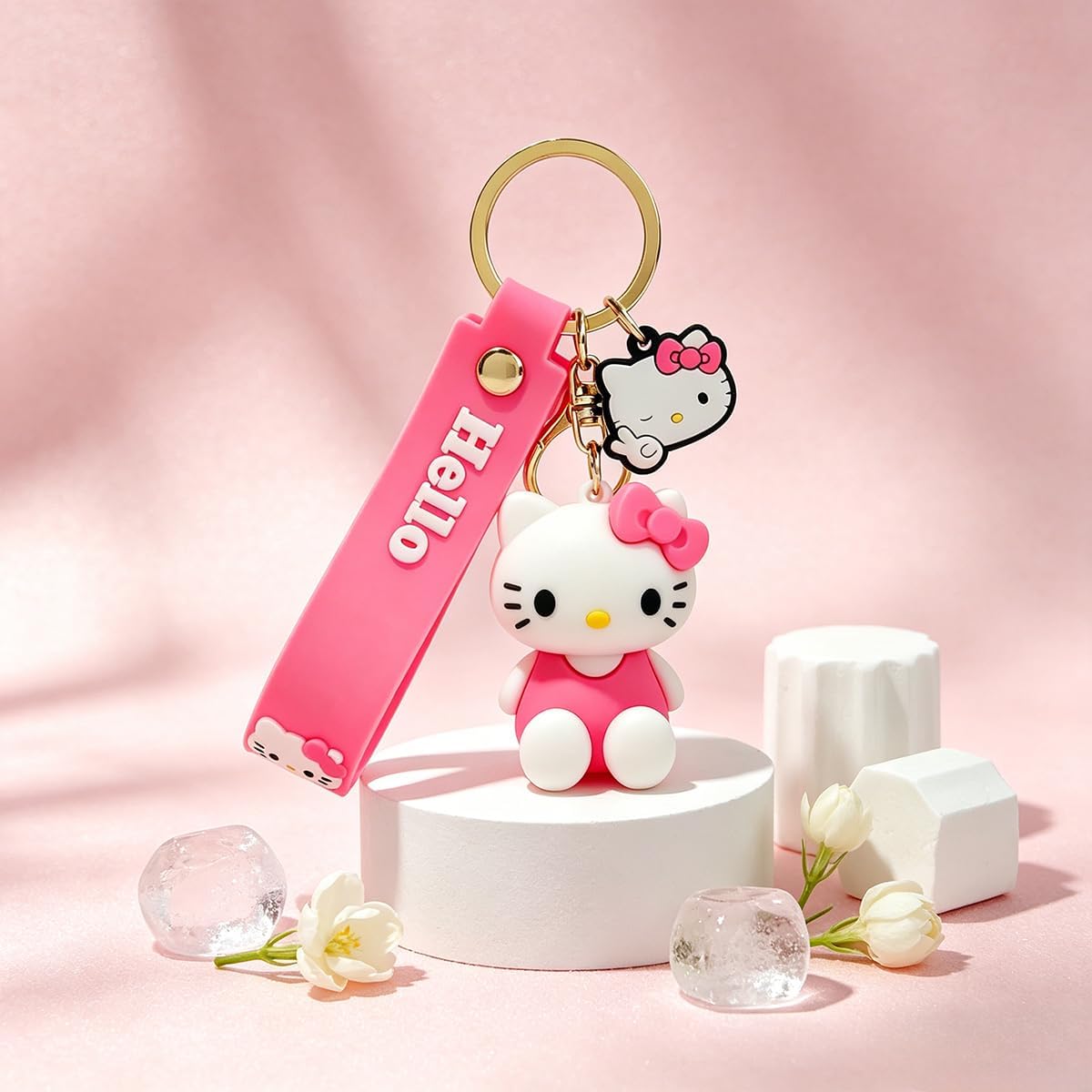 Cute Kawaii Cat Keychain, Cartoon Cat Doll Pendant Portable Bag Charm Key Ring Gift for Women