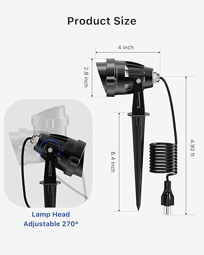 Miniatura 9 de Paquete de 4 focos RGB de Halloween para patio al aire libre, impermeables, 110 V, con cable que cambia de color, luz con control remoto para