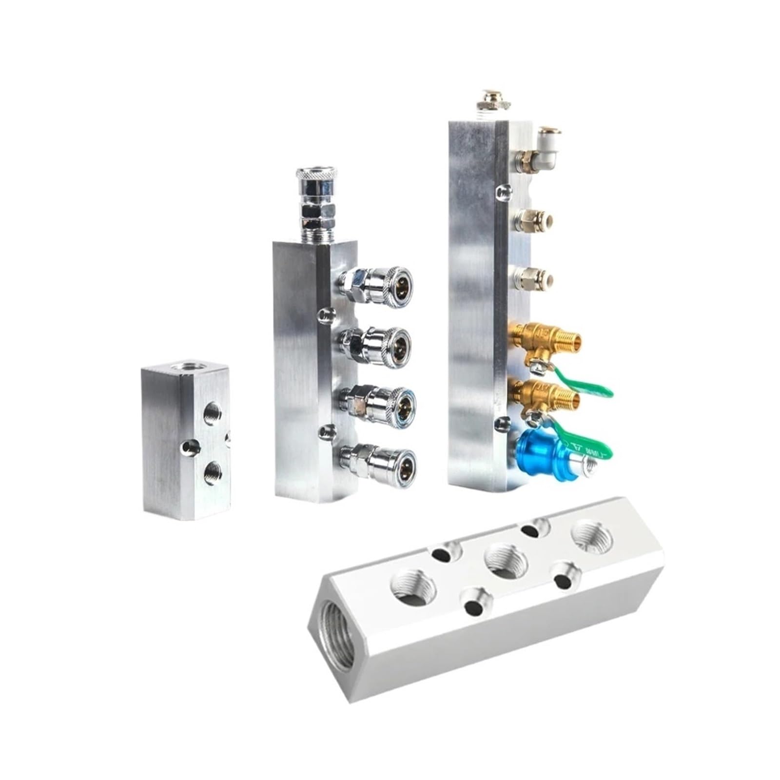 Sistema de lubricación de válvulas Divisor de aluminio, puerto de rosca pt de 1/2 ", 2, 3, 4, 5, 6, 7, 8, 9, 10 vías, conector distribuidor de colector de aire neumático 1/4(SY40 9 Way 11 Port)