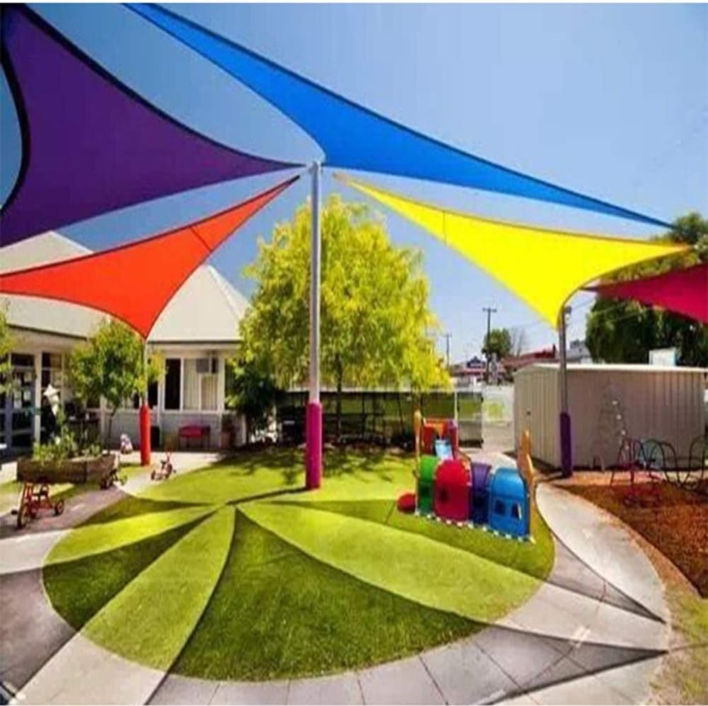 WUZMING Sun Shade Sail, Outdoor Sun Shade Mesh Right Triangle Sun Protection Anti-UV Park Terrace Amusement Park Polyester Tear-Resistant, 12 Colors (Color : Pink, Size : 5x5x7.1m)