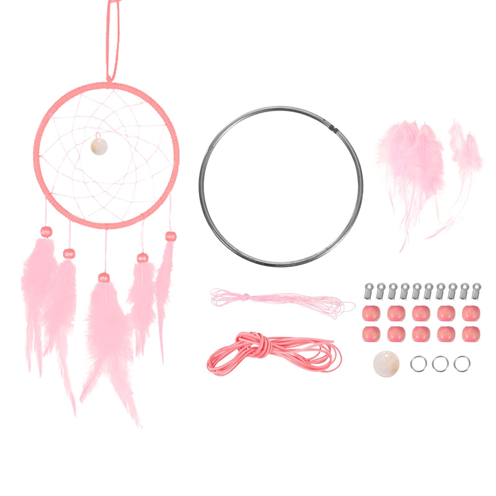 PATIKIL DIY Dream Catcher Kit, Making Dream Catcher Supplies Wall Hanging Handmade Dream Catcher Kits for Beginner Style 3, Pink