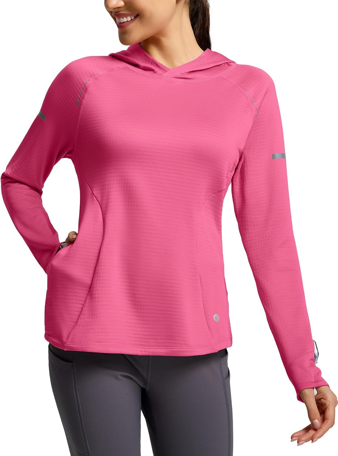 baleaf Women's Fleece Hoodie Thermal Shirts 360° Reflective Zipper Pocket