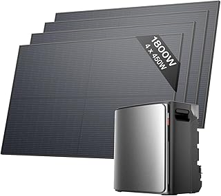 EF EcoFlow STREAM Ultra X Batterie 3,84 kWh pour kit solaire avec 4 panneaux solaires de 450 W, ports CA doubles 2300 W, onduleur intégré, batterie LFP 6000 cycles, contrôle intelligent IA，Plug&Play