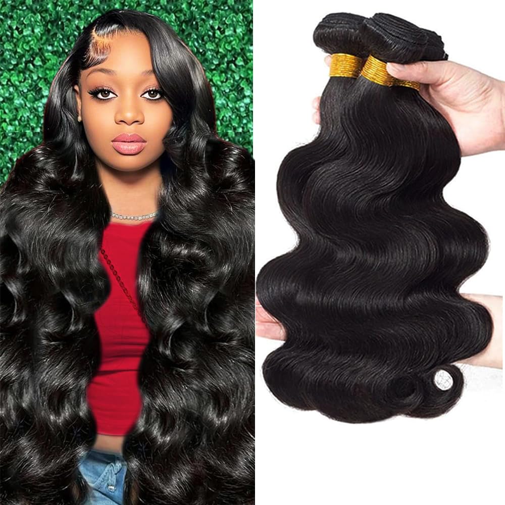 Body Wave Bundles Human Hair 16 18 20Inch 12A Brazilian Human Hair 3 Bundles Human Hair Extensions for women Natural Black