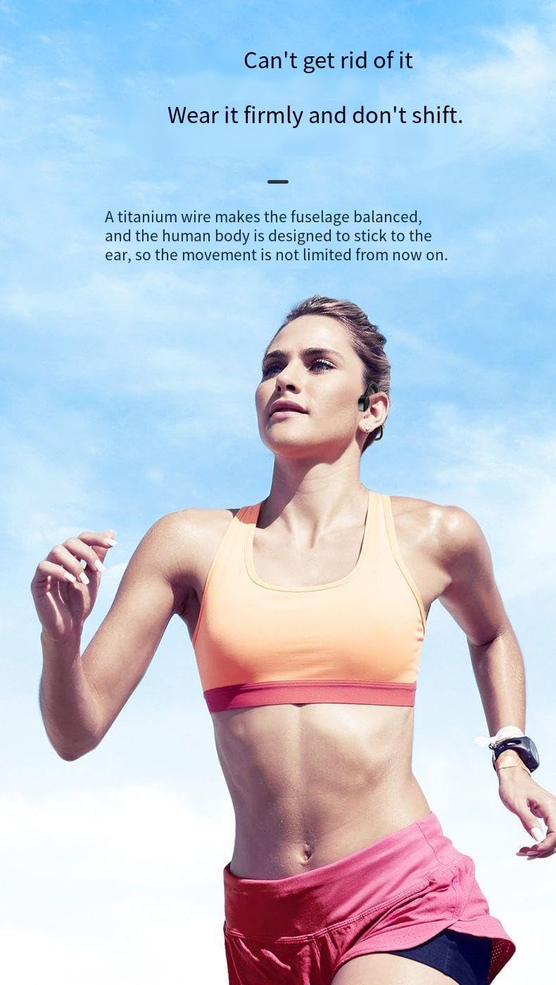 Bone Conduction Headphones IPX7 Waterproof Sports Headset,500 mAh Battery Capacity and 20 Hours of Playback Time,On Ear Earphones for Running,Cycling & Gym,HiFi Sound Quality,26g