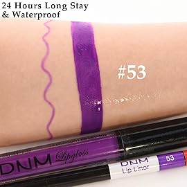 evpct 2Pcs Lavender Purple Matte Liquid Lipstick Lip Gloss Stain and Retractable Lip Liner Makeup Set for Women Long Lasting Waterproof 24 Hours Lipstick labial mate larga duracion 24 53