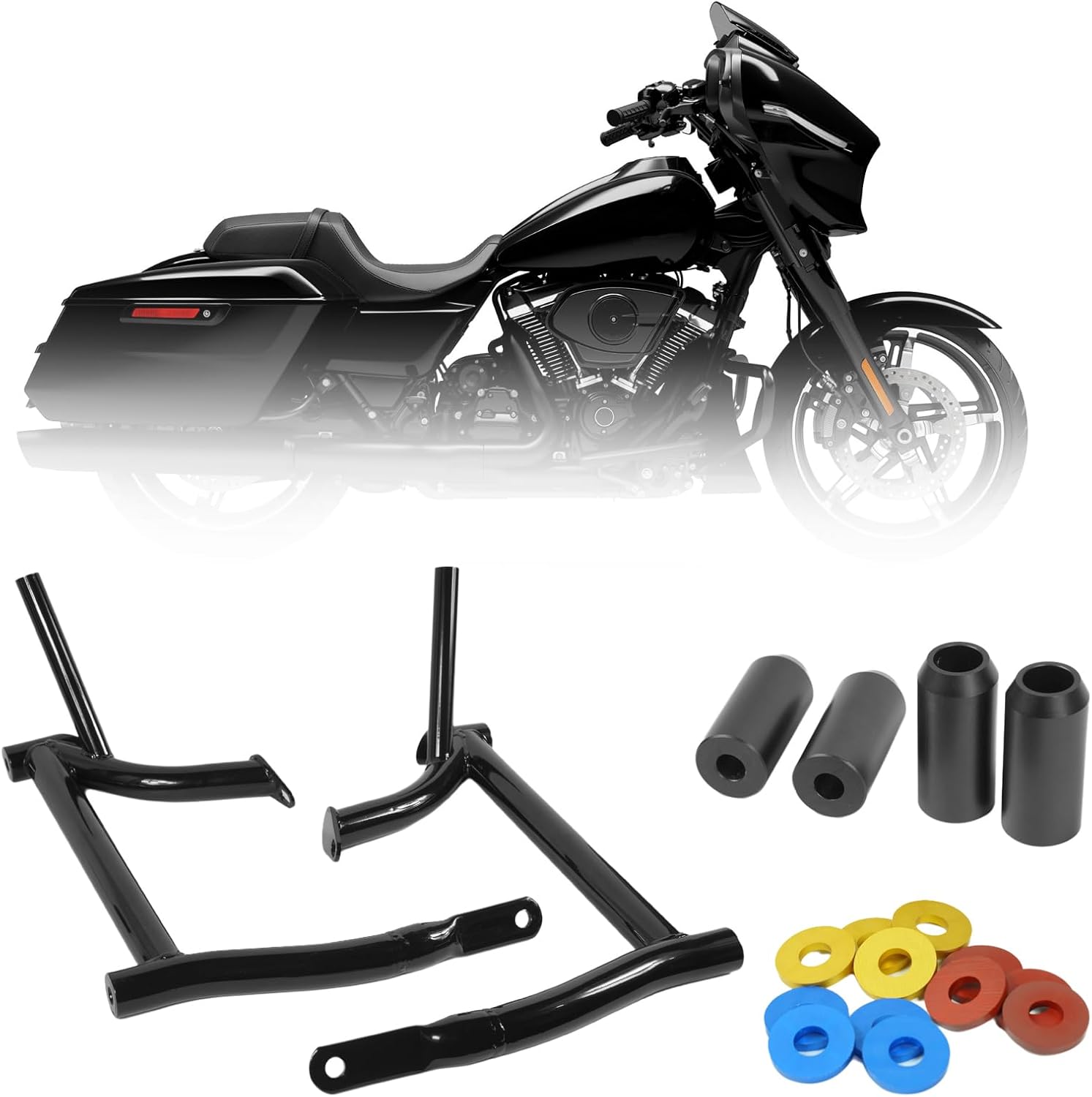 Saddle Bag Rear Guards Crash Bars for Harley Touring Street Glide Road King Road Glide Electra/Ultra (2009-2025) / Gloss Black