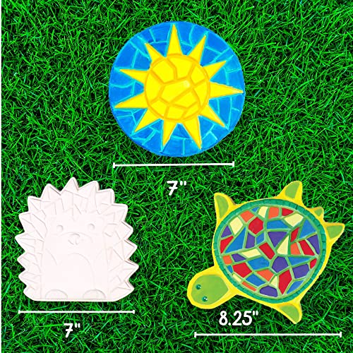 Creative Roots Mosaic Turtle, Hedgehog, & Sun Stepping Stone, Includes 3-Pack 7-Inch Ceramic Stepping Stone & 6 Vibrant Paints, Paint Your Own & DIY Stepping Stone for Kids Ages 8+ - 6